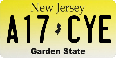 NJ license plate A17CYE