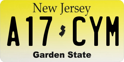 NJ license plate A17CYM