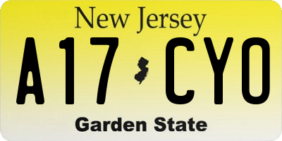 NJ license plate A17CYO