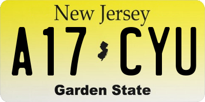 NJ license plate A17CYU