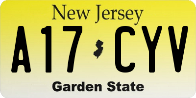 NJ license plate A17CYV