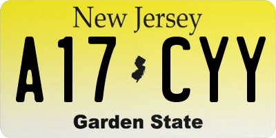 NJ license plate A17CYY