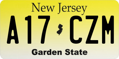 NJ license plate A17CZM