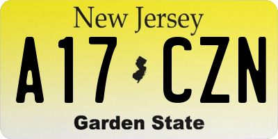 NJ license plate A17CZN
