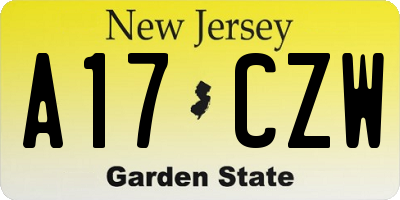 NJ license plate A17CZW