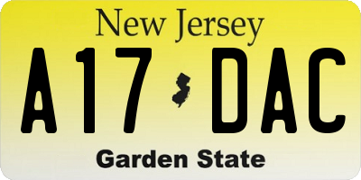 NJ license plate A17DAC