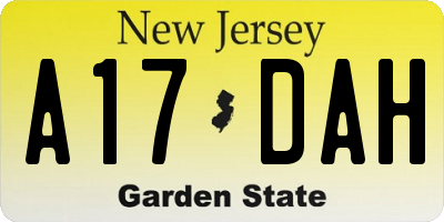 NJ license plate A17DAH