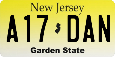 NJ license plate A17DAN
