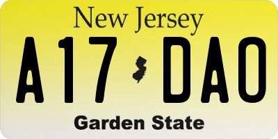 NJ license plate A17DAO