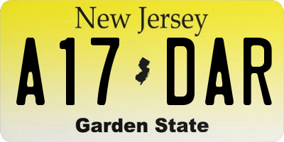 NJ license plate A17DAR