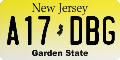 NJ license plate A17DBG