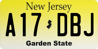NJ license plate A17DBJ