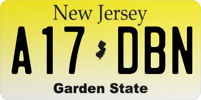 NJ license plate A17DBN