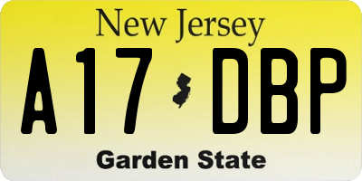NJ license plate A17DBP
