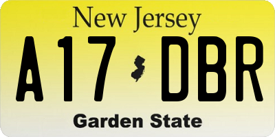 NJ license plate A17DBR
