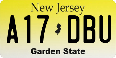NJ license plate A17DBU