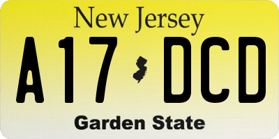 NJ license plate A17DCD