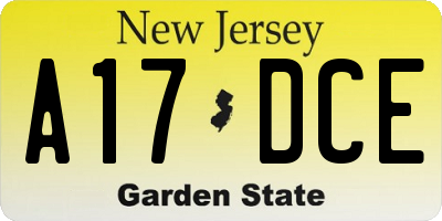 NJ license plate A17DCE