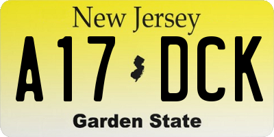 NJ license plate A17DCK