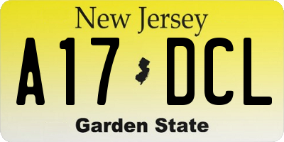 NJ license plate A17DCL