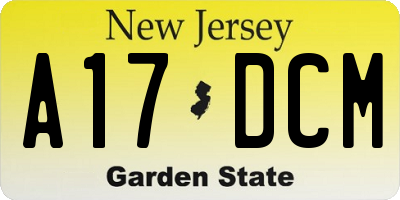 NJ license plate A17DCM