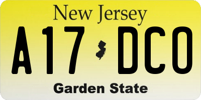 NJ license plate A17DCO