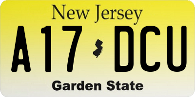 NJ license plate A17DCU