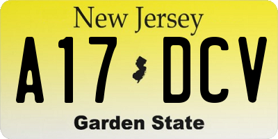 NJ license plate A17DCV
