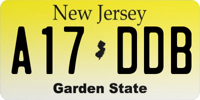 NJ license plate A17DDB