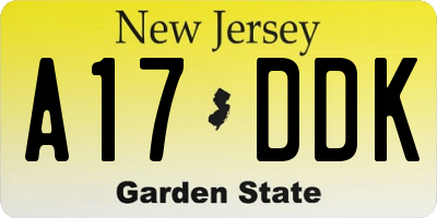 NJ license plate A17DDK