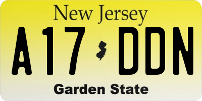 NJ license plate A17DDN