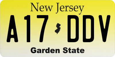 NJ license plate A17DDV