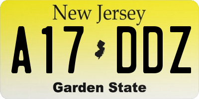 NJ license plate A17DDZ