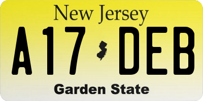 NJ license plate A17DEB