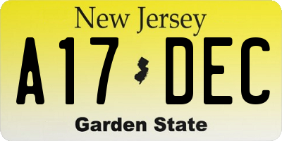 NJ license plate A17DEC