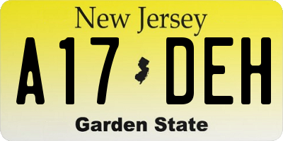 NJ license plate A17DEH