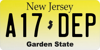 NJ license plate A17DEP