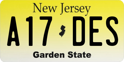 NJ license plate A17DES