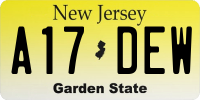 NJ license plate A17DEW