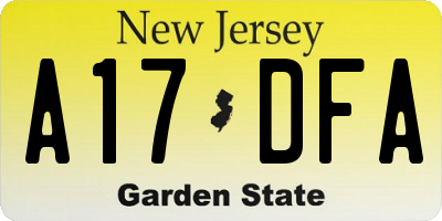 NJ license plate A17DFA
