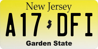 NJ license plate A17DFI