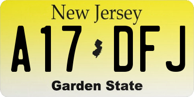 NJ license plate A17DFJ