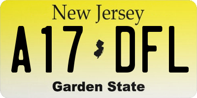 NJ license plate A17DFL