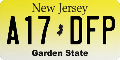 NJ license plate A17DFP