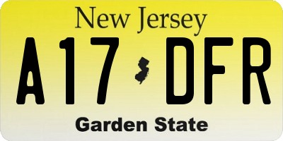 NJ license plate A17DFR
