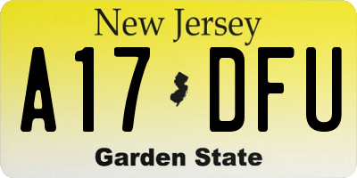 NJ license plate A17DFU