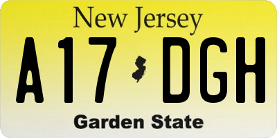 NJ license plate A17DGH