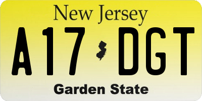 NJ license plate A17DGT