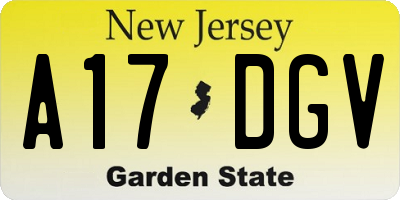 NJ license plate A17DGV