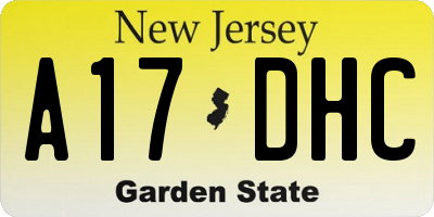 NJ license plate A17DHC